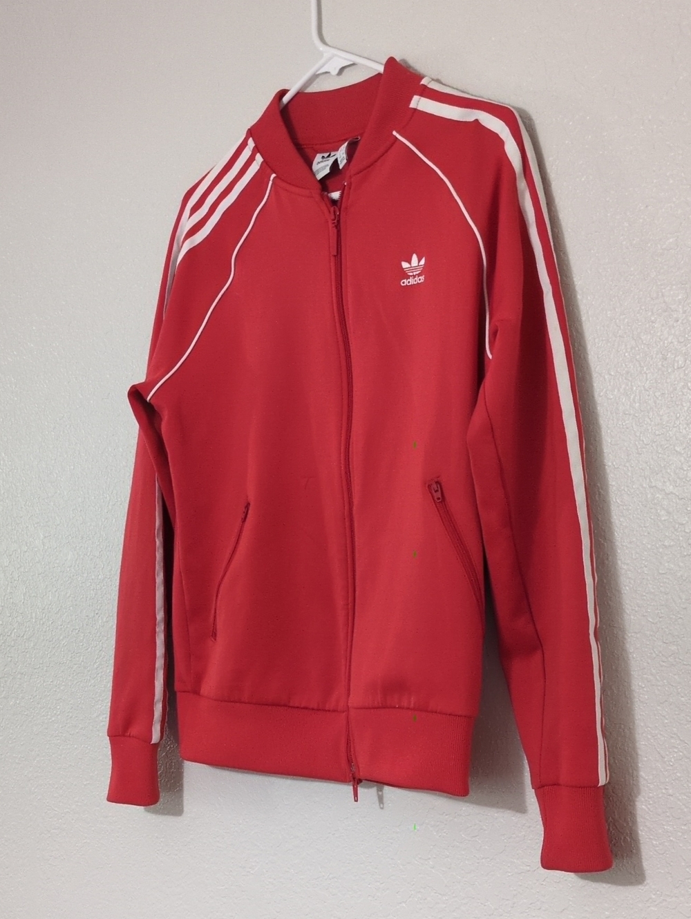 adidas Red Track Jacket with White Three-Stripes